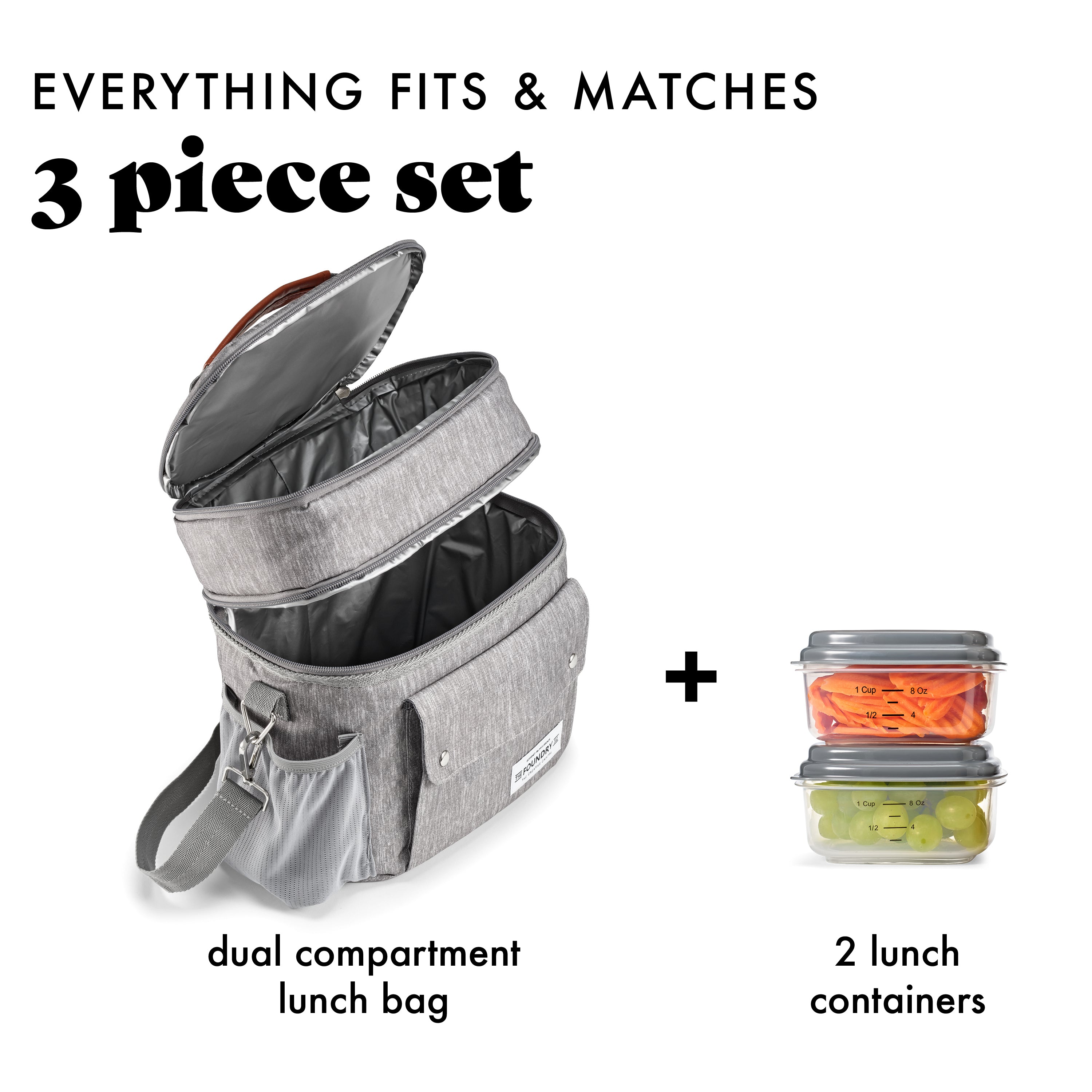 fit-fresh-westminster-dual-compartment-lunch-bag-with-lunch-kit-steel image 2