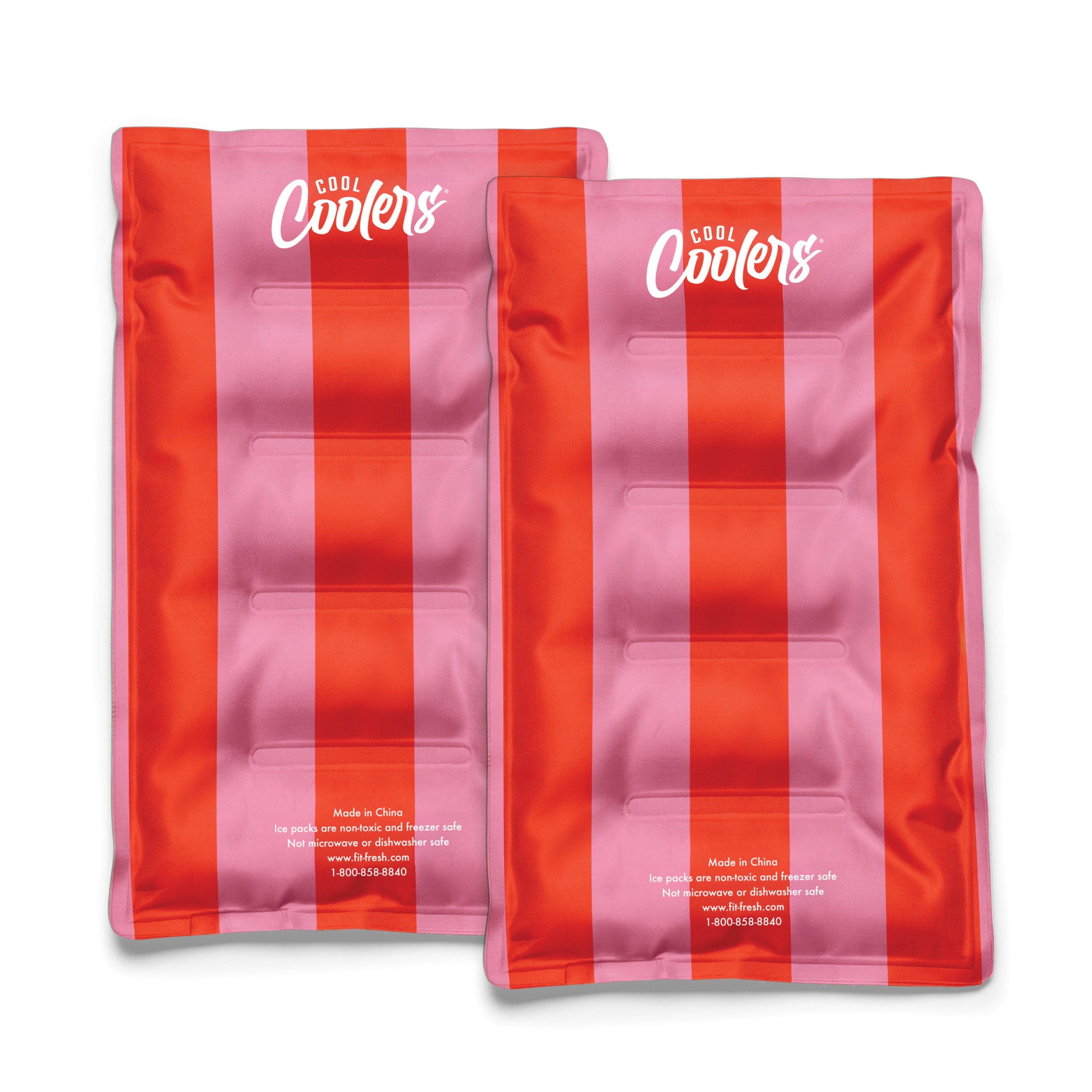 fit-fresh-cool-coolers-xl-soft-ice-packs-2-pack-daiquiri-cabana-stripe-reusable- image 1