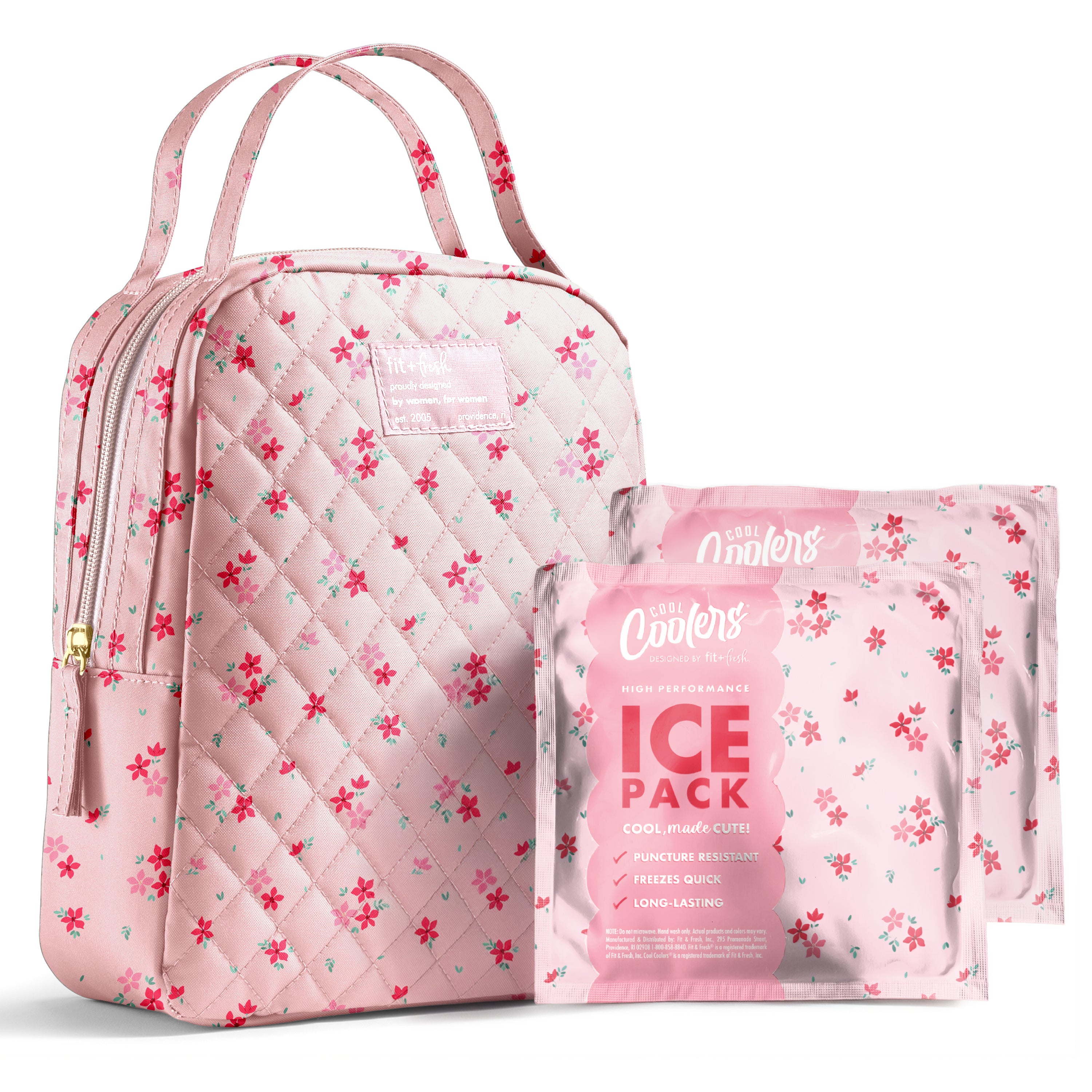 fit-fresh-bottle-beyond-insulated-baby-bottle-cooler-bag-pink-dainty-floral image 1