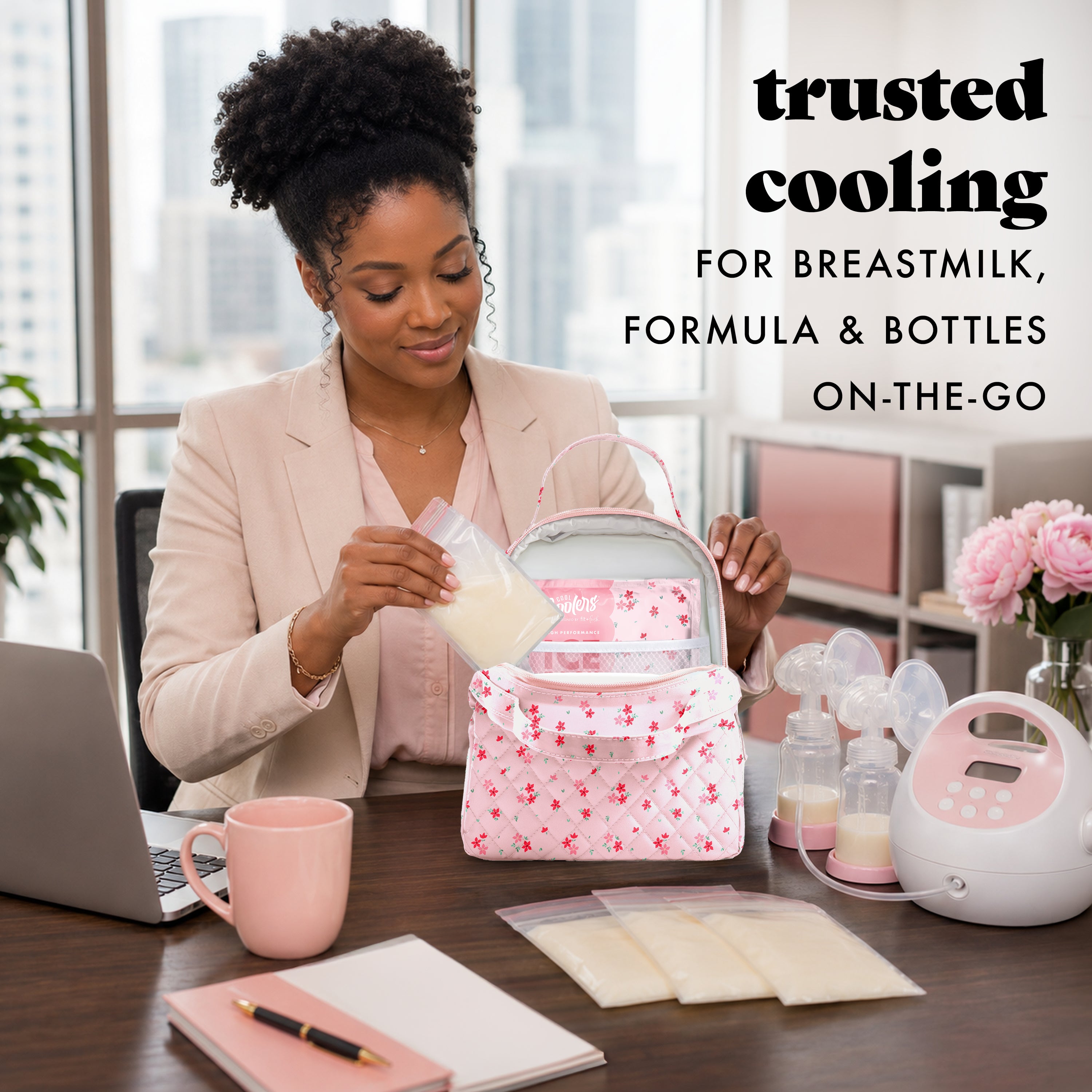 fit-fresh-bottle-beyond-insulated-baby-bottle-cooler-bag-pink-dainty-floral image 7